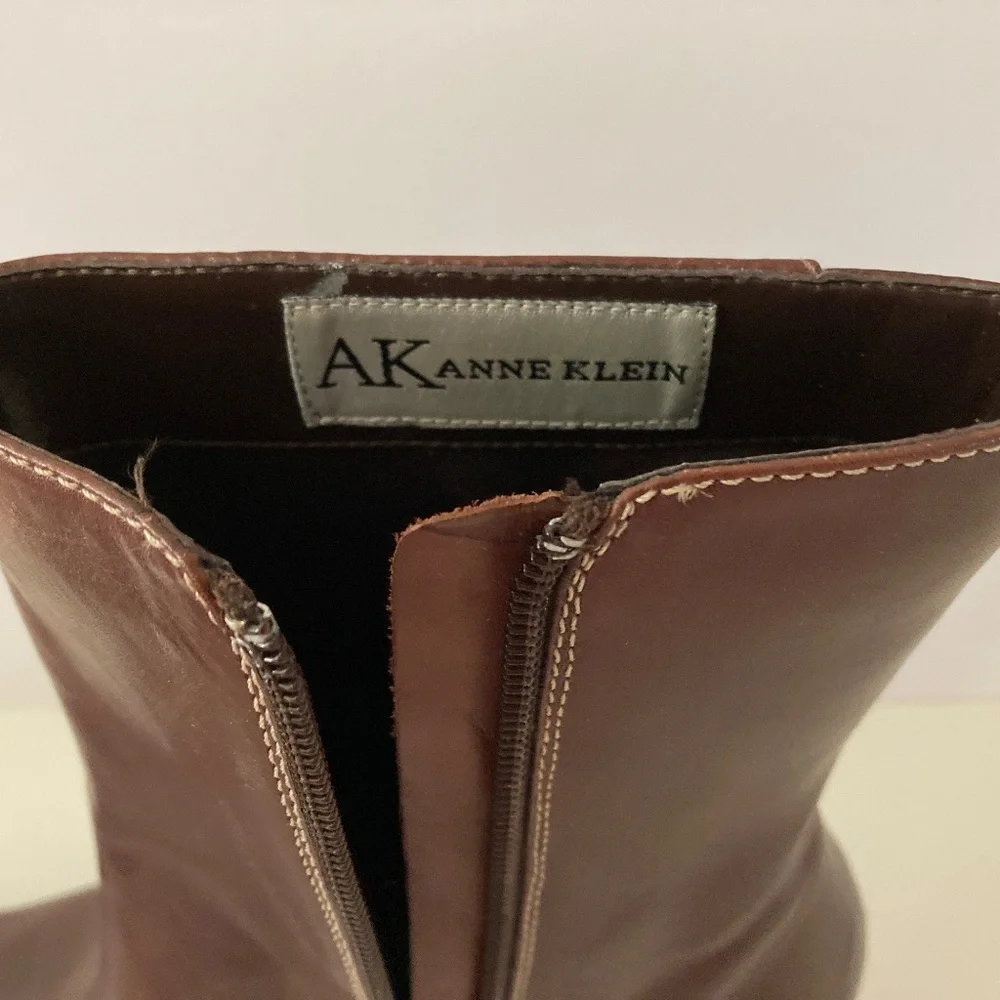 Anne Klein Brown Leather Ankle Boots/3